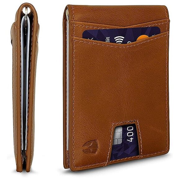 Bryker Hyde RFID Blocking Slim Minimalist , Light Brown w/ Pull Out Card Slot - Picture 1 of 6
